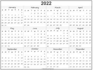 2022 التاريخ الميلادي تقويم شهر